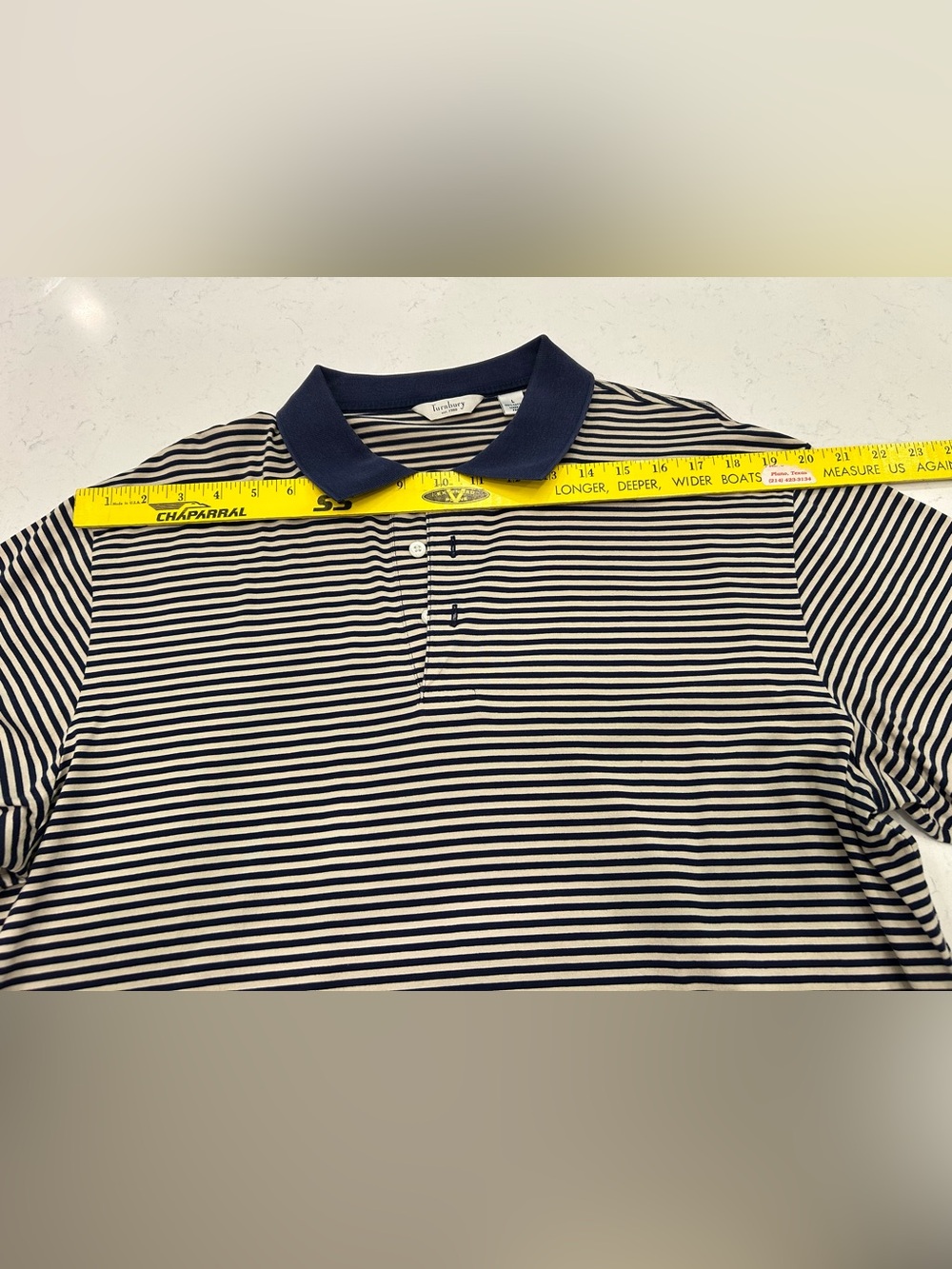 Turnbury Est. 1980 100% Peruvian Cotton Large Navy & Cream Stripe Preppy Costal - Picture 5 of 10